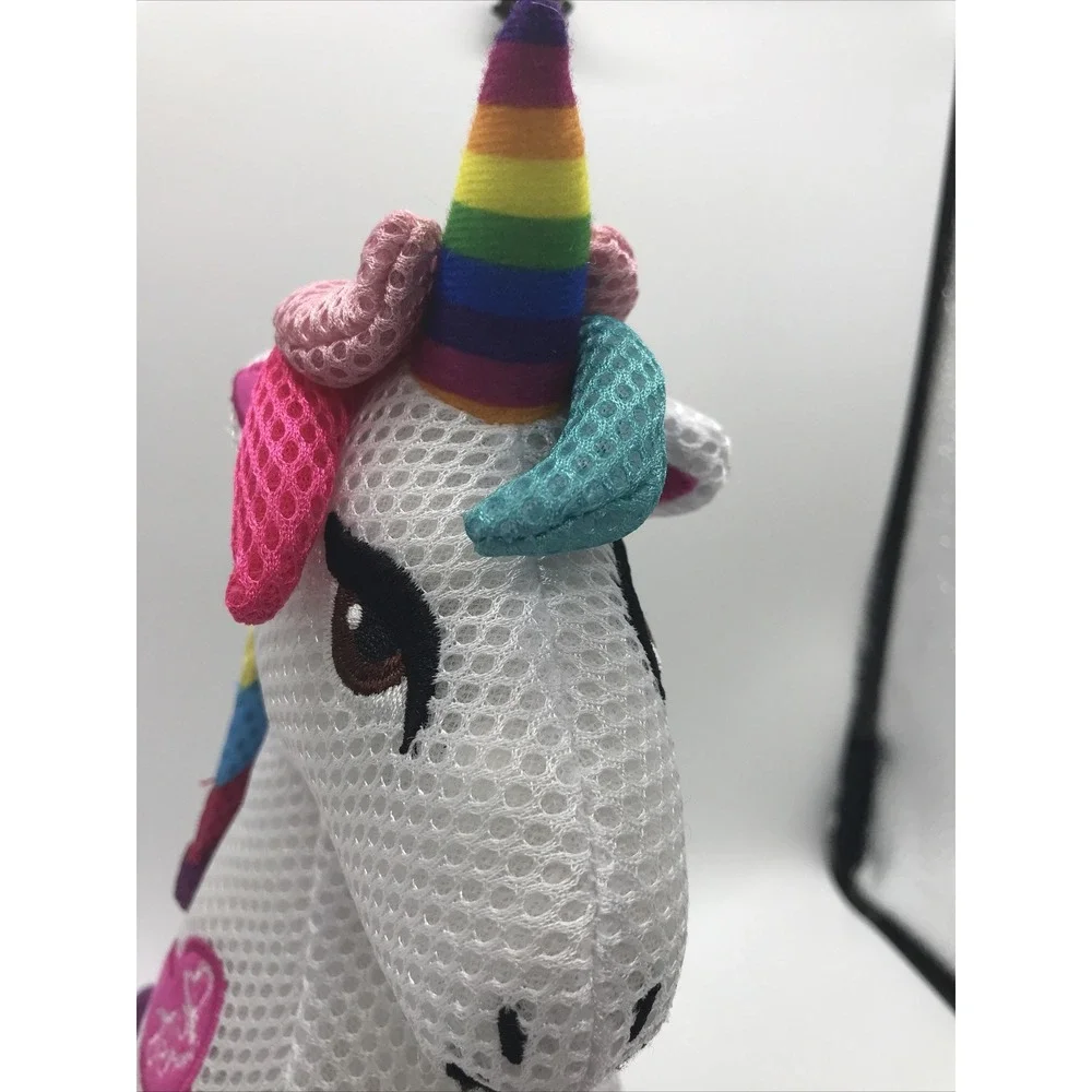 Nickelodeon Jojo Siwa White Mesh Unicorn Plush Rainbow Mane 8 in Tall